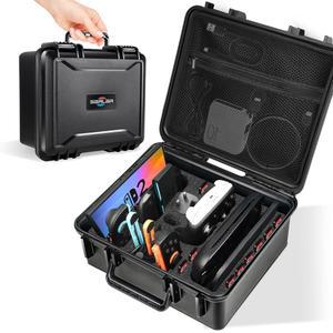 닌텐도 스위치 2용 사라 하드 캐리어 케이스, 콘솔용 IPX6 방수 조이콘 2 컨트롤러, 충전 그립, 스트랩, 도크, 프로 AC 어댑터, 여행용 울트라 프로텍터, 블랙