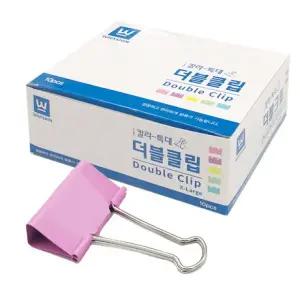 특대 파스텔 더블 클립 10p 한박스 문서 서류 집게 사무용품 비품
