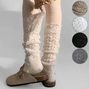 드랑슈 펀칭 크로셰 뜨개 니트 롱 양말 니삭스