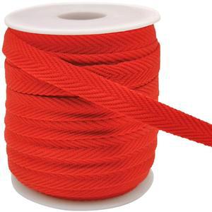 3/8인치 헤링본 트윌 플랫 웨빙 및 테이프 면 부드러운 - 017) 스트랩, 의류용 1MM 바이어스 원단 두께의 더블 내구성 25야드 폴드 트림, 제작- 폴리에스터 테이프(빨간색 있는 재봉