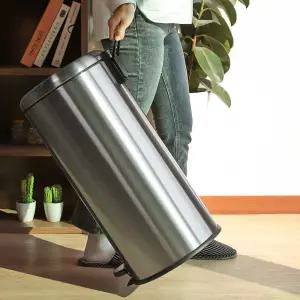 무소음 스텐 철제 페달 원형 휴지통 쓰레기통 30L 대형