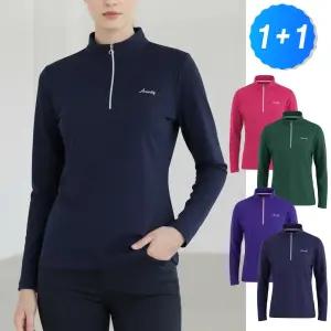 솔리드 따뜻한 등산 아웃도어 소프트 반집업 티셔츠 여성 가을 겨울 약기모 부드러운 피치기모