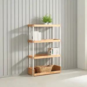 고품질 이니스 철제 다용도 수납선반장 800 4단 원목수납장 (WCDB9E4)