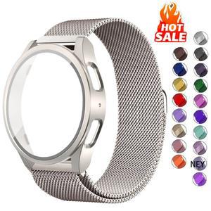 갤럭시 워치용 유리 케이스 및 스트랩, 밀라노 루프, PC 보호대 커버 범퍼, 7, 6, 5, 4, 40mm, 20mm 밴드