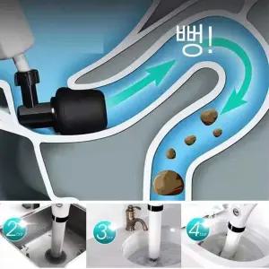욕실 막힘 해결 하수구 청소용 뚫림 제거기 변기 문제 신속 장치배관청소도구 욕실용품 변기막힘 하수구뚫기 막힘해결 배수구청소 배관관리 간편설치 배수구막힘 욕실배수