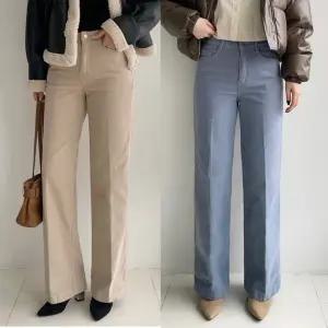 기모 코듀로이일자 겨울 하우룩 밴딩 골덴 레직기 일자통바지