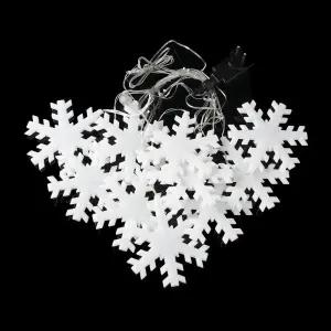 LED 눈꽃모양 가랜드전구 웜색 2.7M 투명선크리스마스트리 조명 장식 점멸 릴레이 반짝이