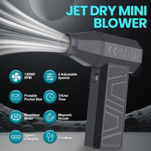 제트 팬 전기 공기 먼지떨이 휴대용 130000 청소 송풍기 도구 자동차 부는 눈 4 기어 조정 가능한 Type C 충전