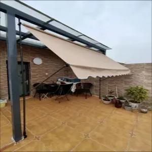 고정형 어닝 접이식 자외선 빗물막이 차양막 수동 야외 차단 처마 테라스 천막 캐노피 전동