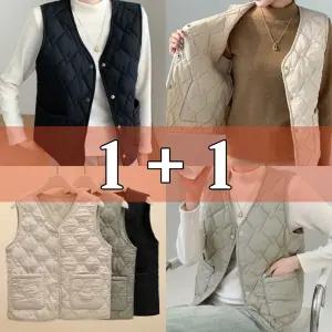(2장) 여성 양모패딩조끼 양모조끼 패딩조끼 누빔조끼 베스트 겨울 이너 브이넥 방한조끼