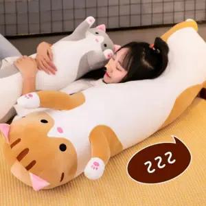 대형 바디 필로우 부드러운 안고자는 110cm 고양이 수면 쿠션 모찌 동물 인형 봉제 낮잠 베개