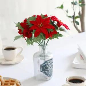 크리스마스 꽃장식 포인세티아 조화 1P 엔틱 실내조경