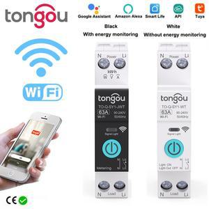 TUYA WIFI 스마트 회로 차단기 에너지 미터 홈 무선 원격 제어용 1P 16A DIN 레일 APP TONGOU의 스위치