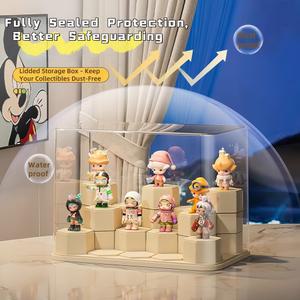 투명 아크릴 스탠드 상자 박스 피규어 그림 두꺼운 데스크탑 쇼케이스 대용량 디스플레이 마트 케이스 진열장 인형 방진 블라인드 장식장