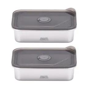 키친플라워 원터치 밀폐 반찬통 용기 스텐 1L 2개