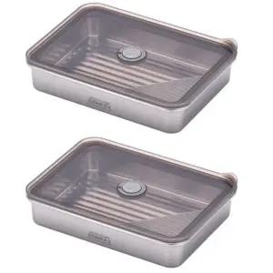 키친플라워 스테인리스 반찬통 밀폐 용기 2.3L X2개