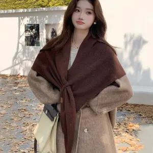 여자 간편 착용 홀 솔리드 삼각 케이프 URK-520/가디건/머플러/망토/어깨/겨울/오버핏/망또/빅/패션/가을