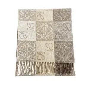 [로에베] 체크보드 울 캐시미어 스카프 베이지 F810487X17 2112