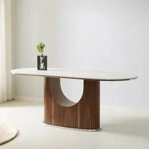 루마노 갤러리 포세린 통세라믹 월넛 와이드 1600 4인 식탁 테이블