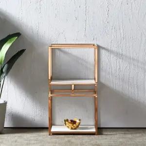 테브로 로즈골드 포세린 세라믹 2단 선반 장식장 진열장