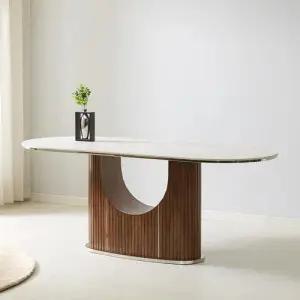 스코나 루마노 갤러리 포세린 통세라믹 월넛 와이드 1900 6인 식탁 테이블