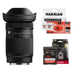 (컴온탑) 시그마 C 20-200mm F3.5-6.3 DG (소니FE) +  (재고보유) 출시 기념 이벤트 흑백 일회용 카메라 + 포토리뷰 샌디스크 익스트림 PRO 128GB