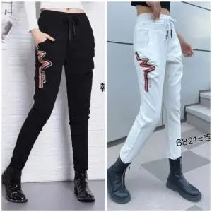 봉숙이 웨이브 2025 겨울 기모 신상 따뜻한 여성 스판 허리 밴딩 여자 배기 면 고무줄 팬츠 블랙 검정 화이트 흰 색 베기 9부 긴 바지
