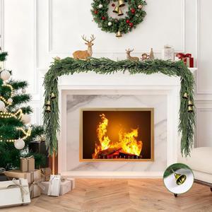 인조 노퍽 소나무 크리스마스 화환 2개 6피트 장식 실내 리얼 터치 화환과 테이블 맨틀 벽 계단 홈 야외 그린 가든