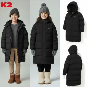 [백화점 출고] K2 패딩 남아 여아 키즈 벤치 파카 블랙 안감 롱 후드 자켓 점퍼