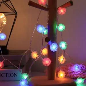 믹스 컬러 전구 크리스마스 인테리어 건전지식 눈송이 와이어 전구 트리 장식 점멸 점등
