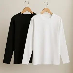 [3장세트] 에코힐 국내생산 긴팔티셔츠 순면 100% 30수 티셔츠 여자 남자 라운드 긴팔 교복 레이어드 면티