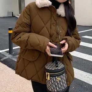 데일리 여성 퀼팅 패딩 루즈핏 여성 털 카라 패딩 간절기