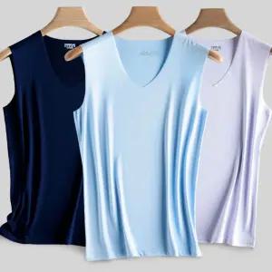 편안한 무봉재 스타일 V넥 심리스 부드러운 남성 나시