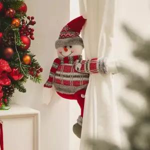 잇템 크리스마스 눈사람 산타 인형 커튼 홀더 커튼끈 집게 장식 소품 (ip056-i)