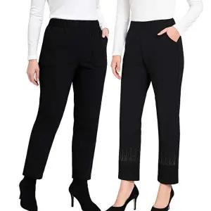 [모든GO]여성 심플 겨울 블랙 기모바지 밴딩 고무줄 슬랙스