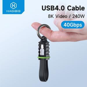 하기비스 쇼트 USB4 데이터 케이블 휴대용 키체인 키트 40Gbps USB C to Type C 케이블 PD 240W 썬더볼트 3/4 아이폰 17 프로 SSD용