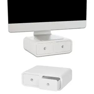 모니터 받침대 2단 서랍 책상 정리함 31x23cm 1개 WH/국산/PC/서랍형/다이/컴퓨터/선반/받침/수납/다용도