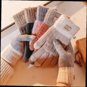 겨울 니트장갑 꽈배기 패턴 기모 안감 스마트폰 터치 방한 남녀공용