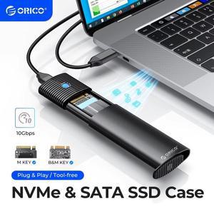ORICO 듀얼 프로토콜 M.2 NGFF NVMe 인클로저 외부 SSD 케이스 USB 3.2  C 하드 드라이브 디스크 커버 10Gb