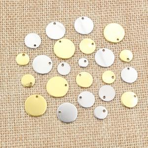 68 10 12 15 18 20 25mm 매력 316 스테인리스 골드 도금 라운드 홀 DIY 목걸이 펜던트 쥬얼리 찾기