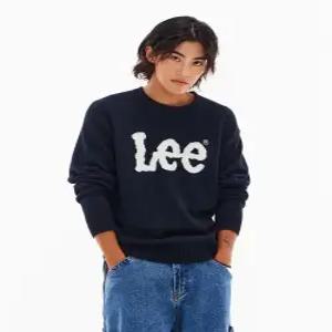 리 lee 빅 트위치 로고 니트 네이비