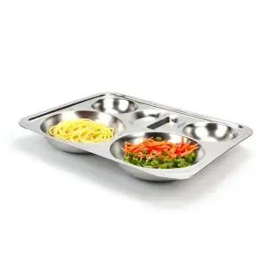 [골드스마일]업소용 보급형 세로반달 스텐 원형 4찬 식판 0.4T 병