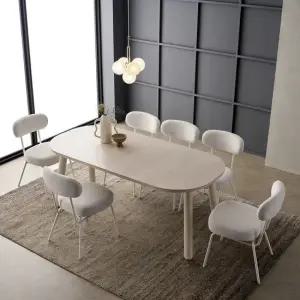 메사 데일리 무광 통세라믹 6인용 라운드 식탁세트(의자6)