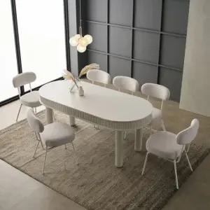 메사 리브 무광 통세라믹 6인용 라운드 수납 식탁세트(의자6)