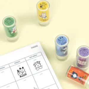 귀여운 칭찬 도장 스탬프 5종 세트 검정 잉크 선생님 도장 스탬프