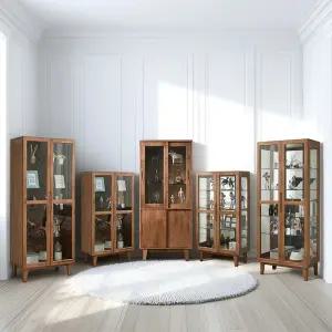 명품 고무나무 원목 장식장 800 유리 진열장 5 types