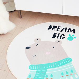 [타임투데코] 꿈꾸는 북극곰 극세사 아이방 원형러그/물세탁/놀이방/캐릭터/키즈러그