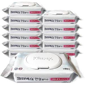 크리넥스 안심 물티슈(99.9% 항균) 캡형 60매x12팩