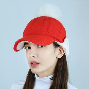 루페오 여우방울 여성 방한 귀달이 방한 모자 울 니트 단추 귀달이모자