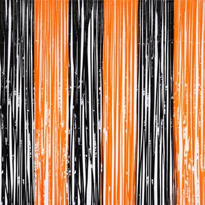 멀티컬러 커튼 (오렌지블랙) 할로윈 파티 장식 포토존